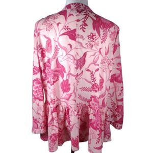 💸$10 Rosegarden Women's XL Floral Pink Peplum Style Button Up Blouse